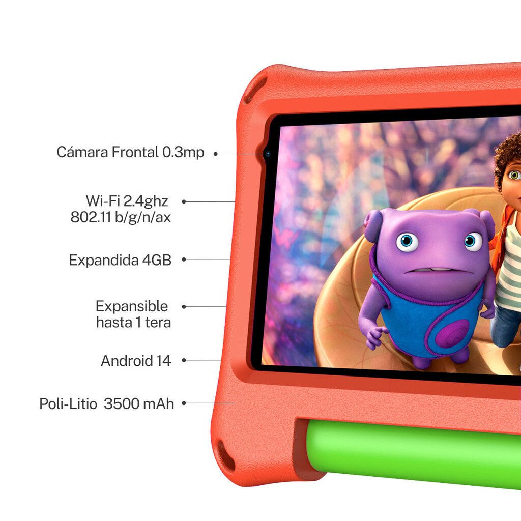 Tablet Proton Kids 7'' 64GB ROM / 4GB RAM con Funda Antigolpes Roja - X-View 142100042 - Imagen 2