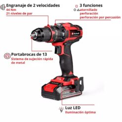 Alternative view of Taladro percutor 13mm con batería 2,5 Ah y cargador - Einhell TE-CD 18/44 Li-i (1x2,5Ah)