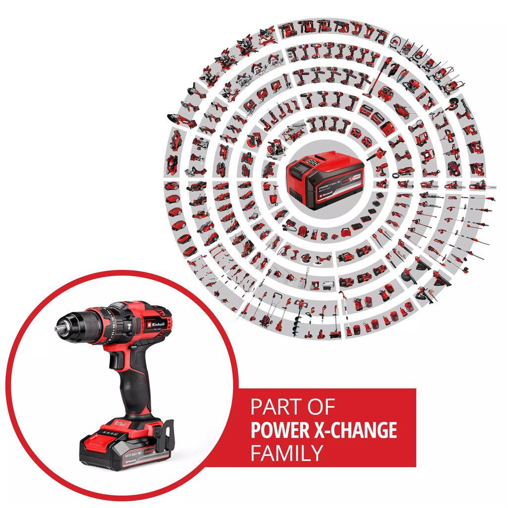 Taladro percutor 13mm con batería 2,5 Ah y cargador - Einhell TE-CD 18/44 Li-i (1x2,5Ah) - Imagen 3