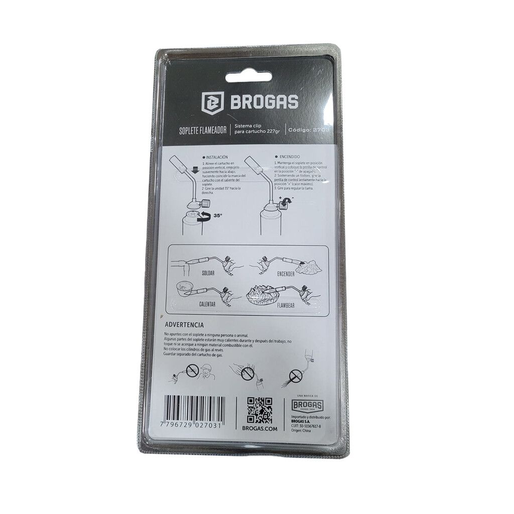 Soldador Brogas Sistema Clip p/Cartucho 227g - Brogas 2703 - Imagen 2