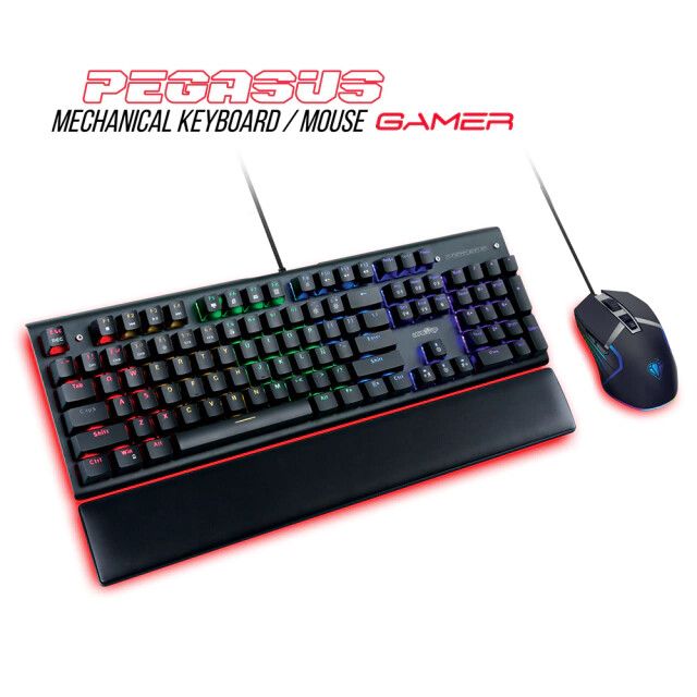 Combo Teclado Mecánico - Mouse Óptico Gamer Pegasus 4800dpi