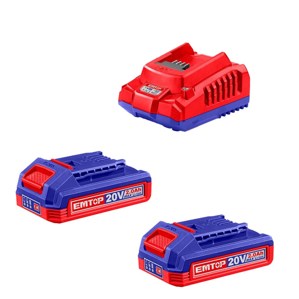 Combo Inalámbrico 20V Taladro de Impacto + Llave de Impacto + Cargador + 2 Baterías - Emtop EMTECKL20275-4 - Imagen 4