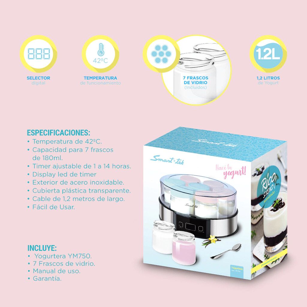 Yogurtera 7 Frascos YM750 - Smart-Tek 416000008 - Imagen 7