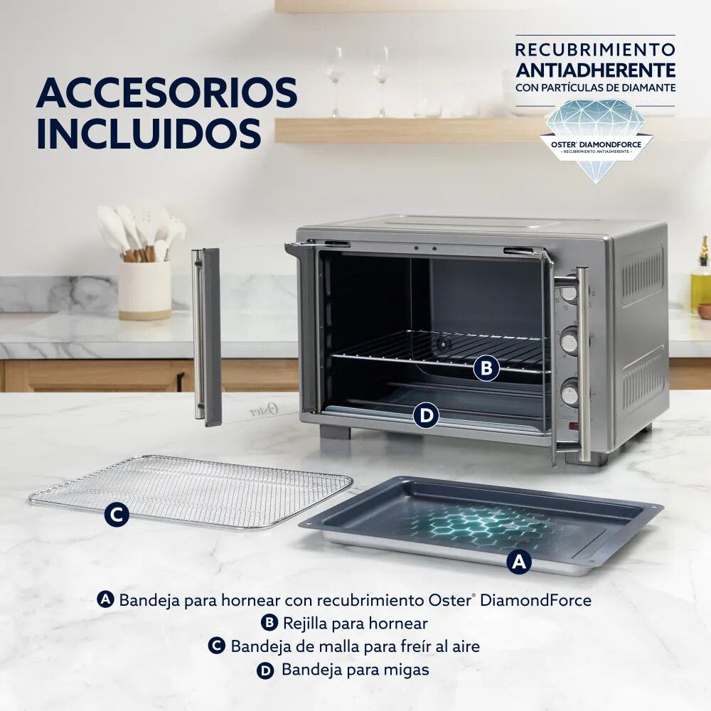 Horno Airfryer Oster 1500W 35L Manual Puerta Estilo Frances - TSSTTV35 - Imagen 3