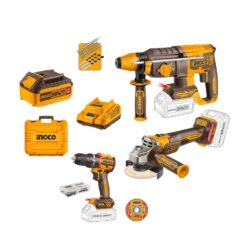 COSLI241198-4 Set Taladro Atornillador Percutor (P20S) CIDLI206681 + Amoladora Angular (P20S) CAGLI27153 + Rotomartillo CRHLI20268 + Accesorios - Ingco 700942