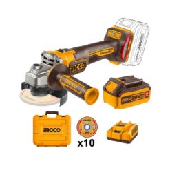 CAGLI271532-4 Amoladora Angular 4 1/2'' 115MM 1000W (P20S) 20V sin Carbones + 2 Baterias 4Ah + Cargador 4Ah Industrial - Ingco 700942