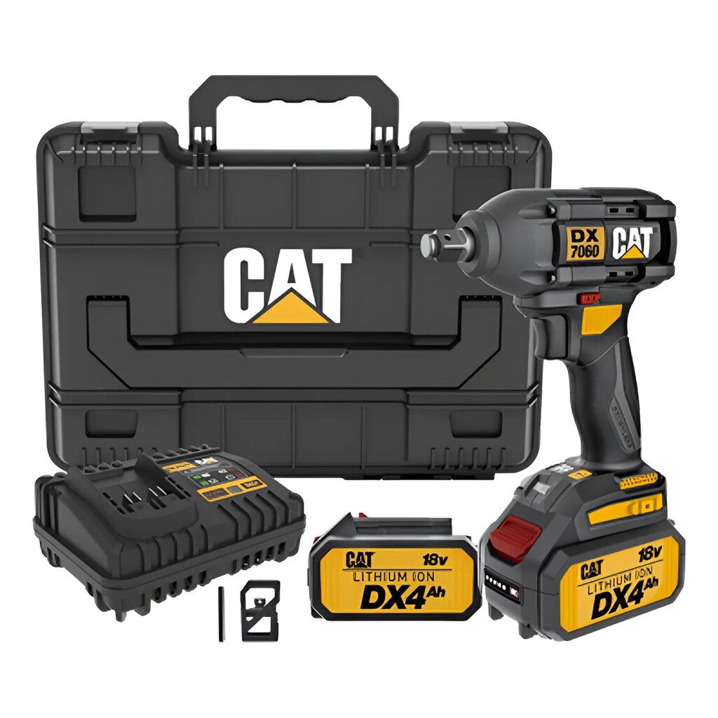 Llave de Impacto Inalambrica 18V 350NM + 2 Baterias de 4Ah + Cargador de 4Ah - CATDX7060