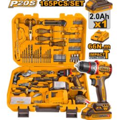 combo taladro ingco hkthp11651-4 20v brushless con maletín 165 piezas