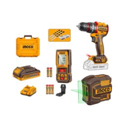 COSLI250511-4 Set Taladro Atornillador Percutor P20S 20V CIDLI207681 + Nivel Laser HLL156601 + Medidor de Distancia HLDD07