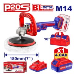 Pulidora Inalámbrica 7'' 180 mm 20 V + Bat. 4.0 Ah + Cargador + Bolso 16'' - Emtop EMTELAP20181-4