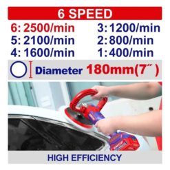 Alternative view of Pulidora Inalámbrica 7'' 180 mm 20 V + Bat. 4.0 Ah + Cargador + Bolso 16'' - Emtop EMTELAP20181-4