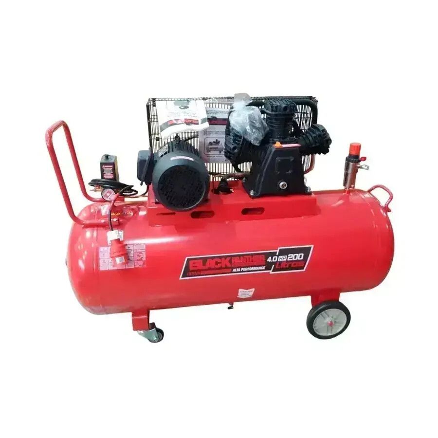 Compresor a Correa 380V-50HZ 4.0 HP 200 Lts 8 Bar - Black Panther BP-C40200BB